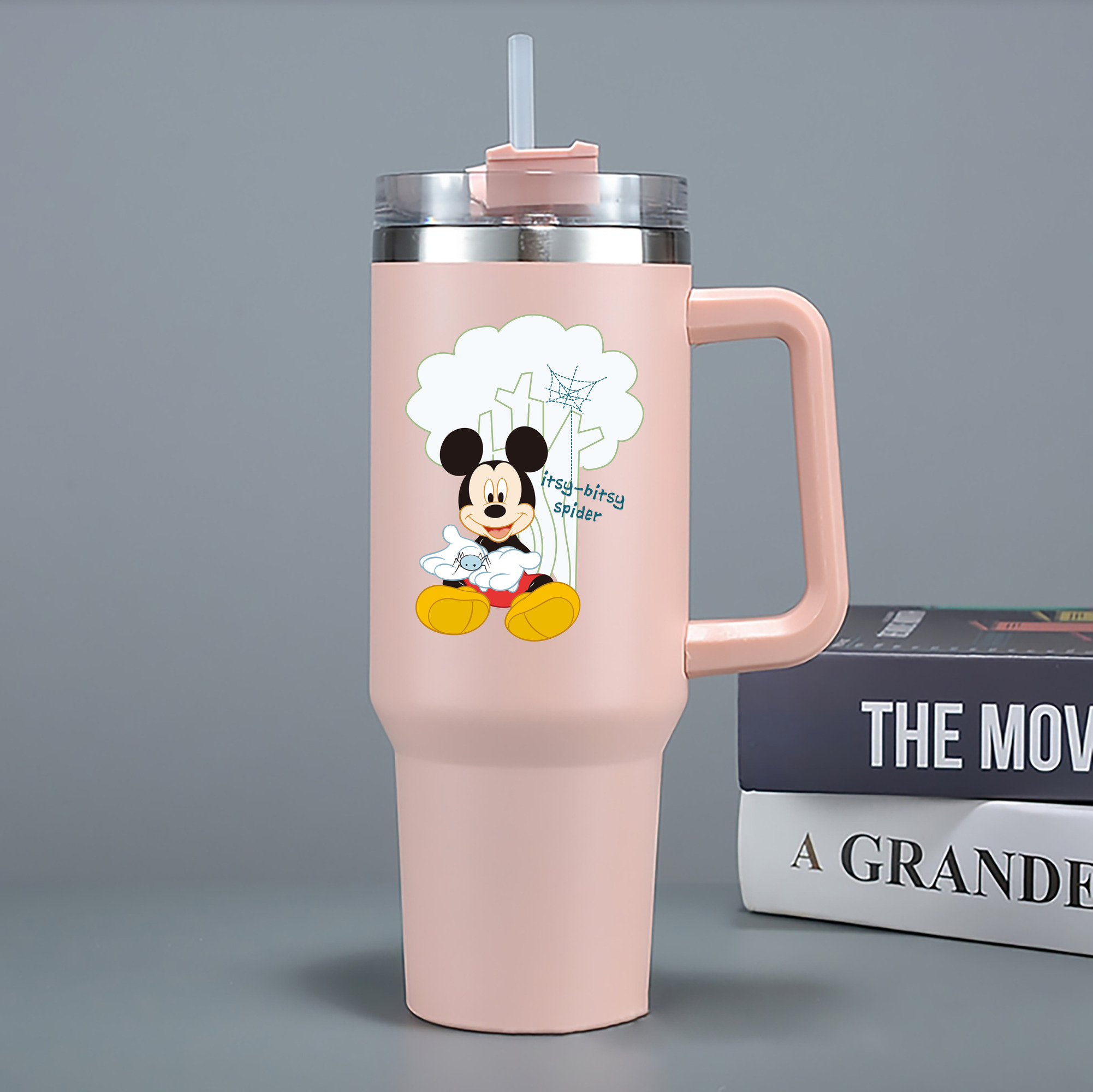 （画像用） ミッキーマウス Mickey Mouse 1200mL車用タンブラー - クリスタルステッカー（プラスチックストロー付き）